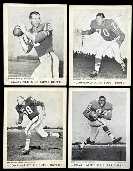 1965 Buffalo Bills "Super Duper Markets" Signed 8x10 Premium Photos (4) Incl. Lamonica, Sestak, Stratton and Warlick (Beckett Authentic)