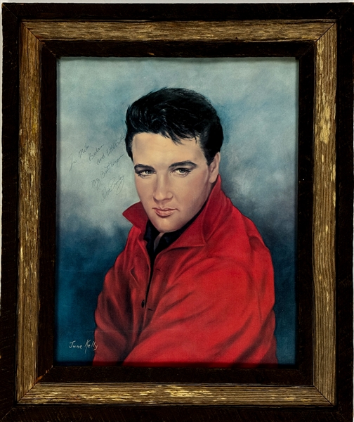 Elvis Presley Signed June Kelly Print that Hung in the Graceland Offices - Inscribed to Mike McGregor (Beckett Authentic)