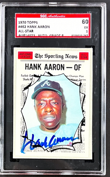 1970 Topps #462 Hank Aaron Signed Card (SGC Encapsulated)