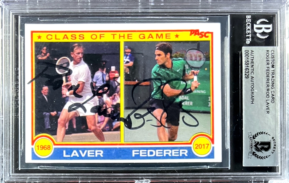 Roger Fedder and Rod Laver Signed Card (Beckett Encapsulated)