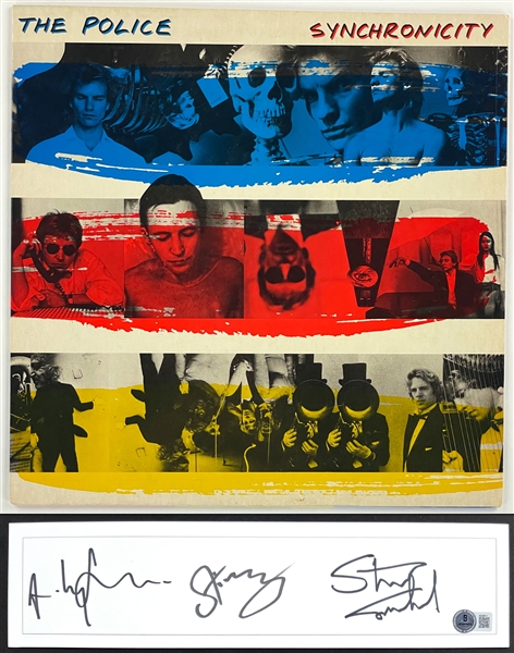 Police Band-Signed Sheet with Sting, Stewart Copeland and Andy Summers (Beckett Authentic)