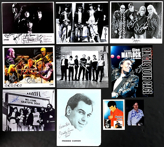 Classic Rock & Roll Band-Signed Photos (37) Incl. Stewart Copeland, Foghat, Jefferson Starship and others (Beckett Authentic)