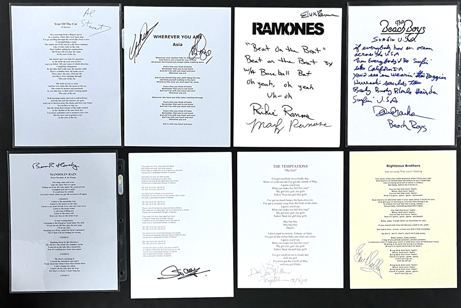 Classic Rock & Roll Band-Signed Lyric Sheets (11) Incl.  (Beckett Authentic)