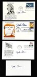 John Glenn Signed FDCs (3) and Index Card (1) (Beckett Authentic)