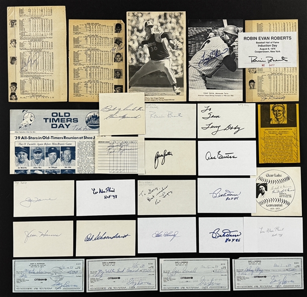 Baseball Hall of Famers and Stars Signed Index Cards, Checks and Magazine Photos (27) (Beckett Authentic)