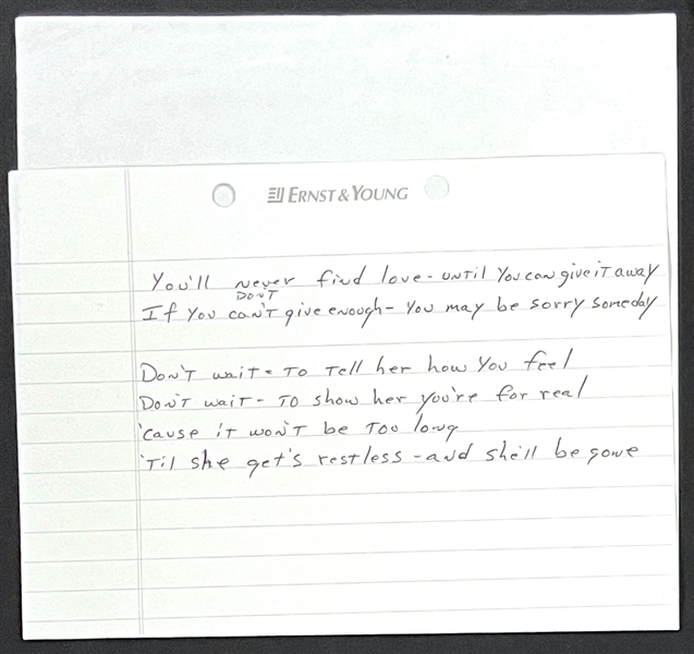 Brad Delp (Boston) Handwritten Lyrics (BAS)