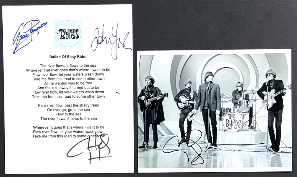 The Byrds Signed Lyrics and Photo (Beckett Authentic)