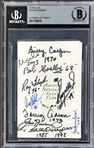 Ten Masters Winners Signed Augusta National Golf Club Scorecard Incl. Jack Nichlaus (10 Sigs.) ( Encapsulated Beckett Authentic.)
