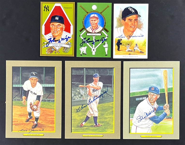 Hall of Famers Signed Perez-Steele Postcards (6) Incl. Stan Musial and Others (Beckett Authentic)