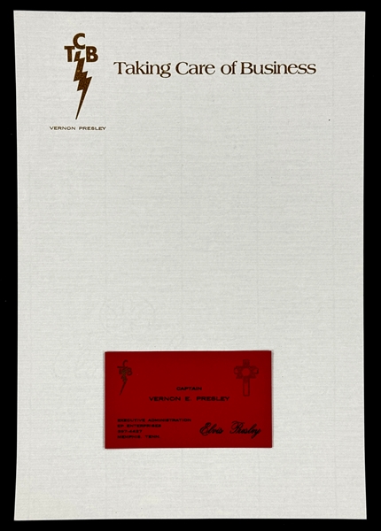 Vernon Presley "Captain" Red Business Card and TCB Letterhead