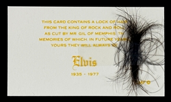 A Large Lock of Elvis Presley's Hair from His Hairdresser Homer “Gill” Gilleland on His Trademark Card