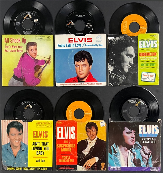 1960s-70s Elvis Presley 45 Collection with Picture Sleeves (6)