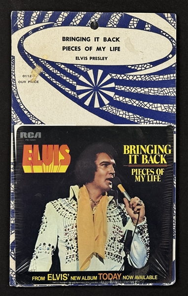 1975 Elvis Presley "Bringing It Back" / "Pieces of My Life" (PB-10401) SEALED 45 Single with Retail Rack Backer