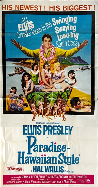 1966 <em>Paradise-Hawaiian Style</em> Three Sheet Movie Poster - Starring Elvis Presley