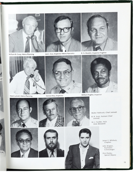 1976 Shelby County Sheriff’s Department Yearbook with Photo of “Special Deputy” Elvis Presley