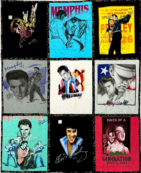 Elvis Presley Quilt Built from Artist Betty Harper T-Shirts - All Proceeds Benefit The Bridget Chérie Harper Scholarship Fund