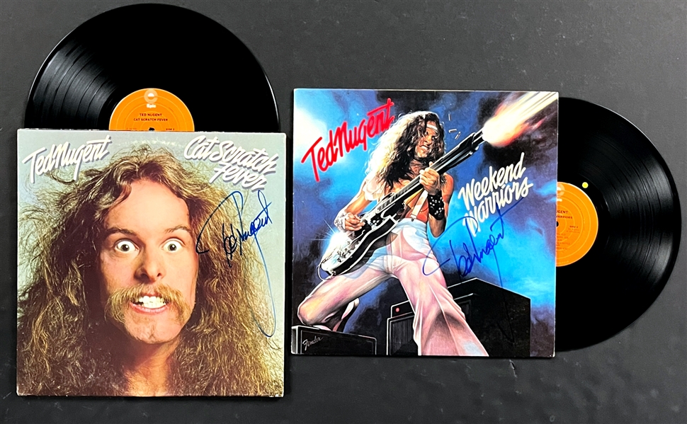 Ted Nugent Signed LPs <em>Cat Scratch Fever</em> and <em>Weekend Warriors</em> (Beckett Authentic)