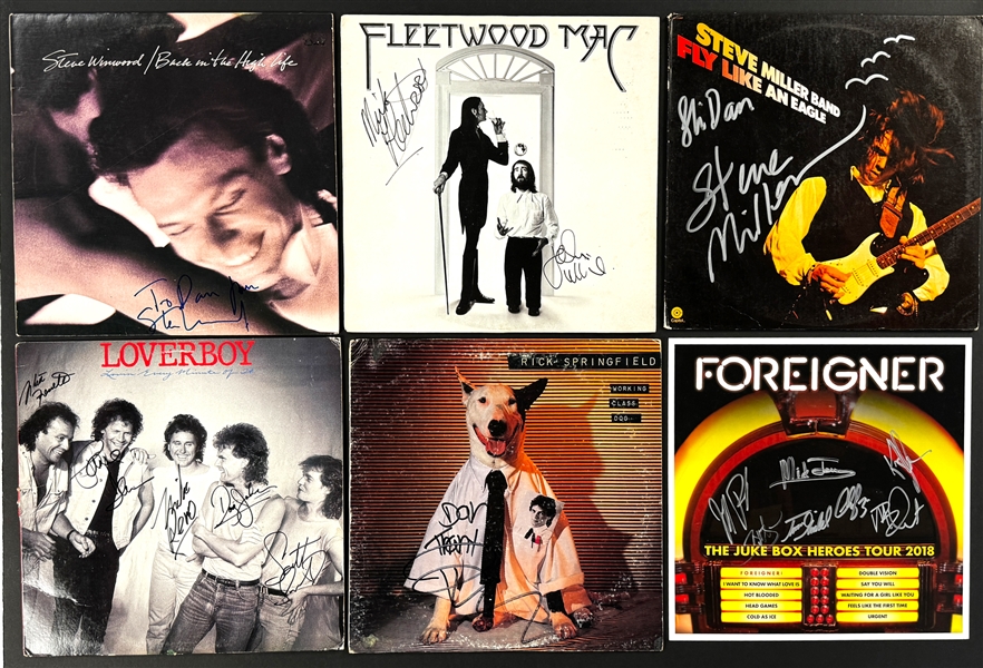 Rock and Roll Legends Signed LPs (9) Incl. Fleetwood Mac, Steve Winwood, Steve Miller and Others (Beckett Authentic)