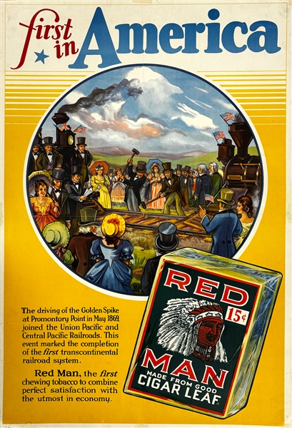 1950s Red Man Tobacco Large Advertising Poster