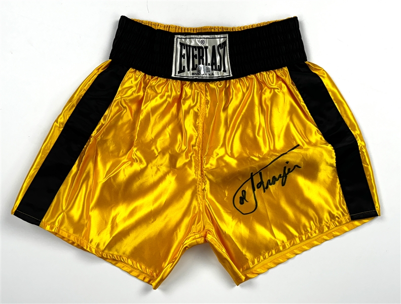 Joe Frazier Signed Gold Everlast Boxing Trunks (Beckett Authentic)