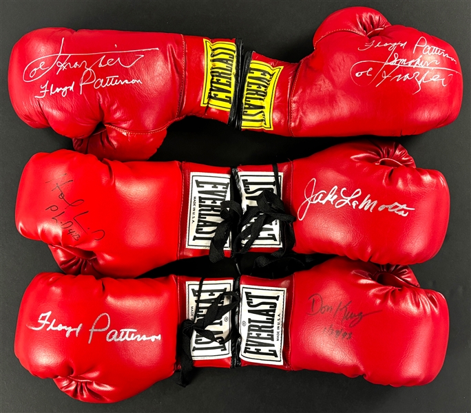 Boxing Glove Signed Collection (7) Incl. Joe Frazier, Don King, Evander Holyfield and Others (Beckett Authentic)