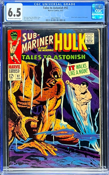 Tales to Astonish #92 (Marvel, 1967) CGC FN+ 6.5 - Silver Surfer Cameo