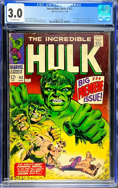 Incredible Hulk #102 (Marvel, 1968) CGC GC/VG 3.0 - Hulks Solo Comic Begins again-Origin Story Retold