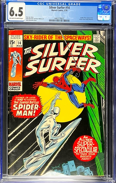 Silver Surfer #14 (Marvel, 1970) CGC FN+ 6.5 - Spider-Man Appearance