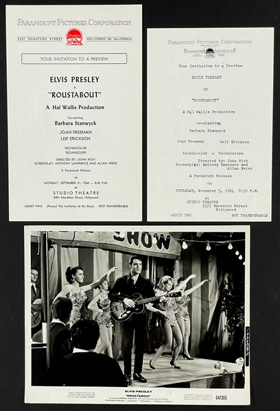 1964 <em>Roustabout</em> Preview Invitations (2 Different) Plus Original Paramount 8x10 Promo Photo