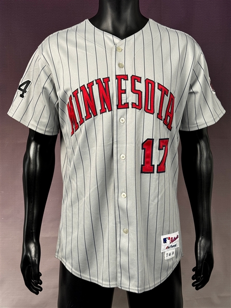 2006 Juan Castro Minnesota Twins Game Used Pinstripe Road Jersey - with "34" on Sleeve in Honor of Kirby Puckett