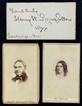 Henry Wadsworth Longfellow Cut Signature and CDVs of Longfellow and His Wife (JSA)