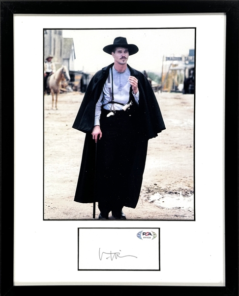 Val Kilmer Signed Cut Signature in Display with Photo as Doc Holliday in <em>Tombstone</em>