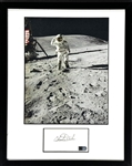 Apollo 16 Astronaut Charles Duke Signed Index Card in Moonwalk Photo Display (AI Verified)