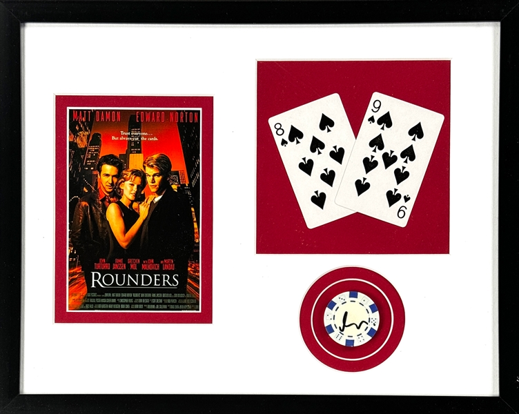 Matt Damon Signed Poker Chip in <em>Rounders</em> Framed Display (PSA/DNA)