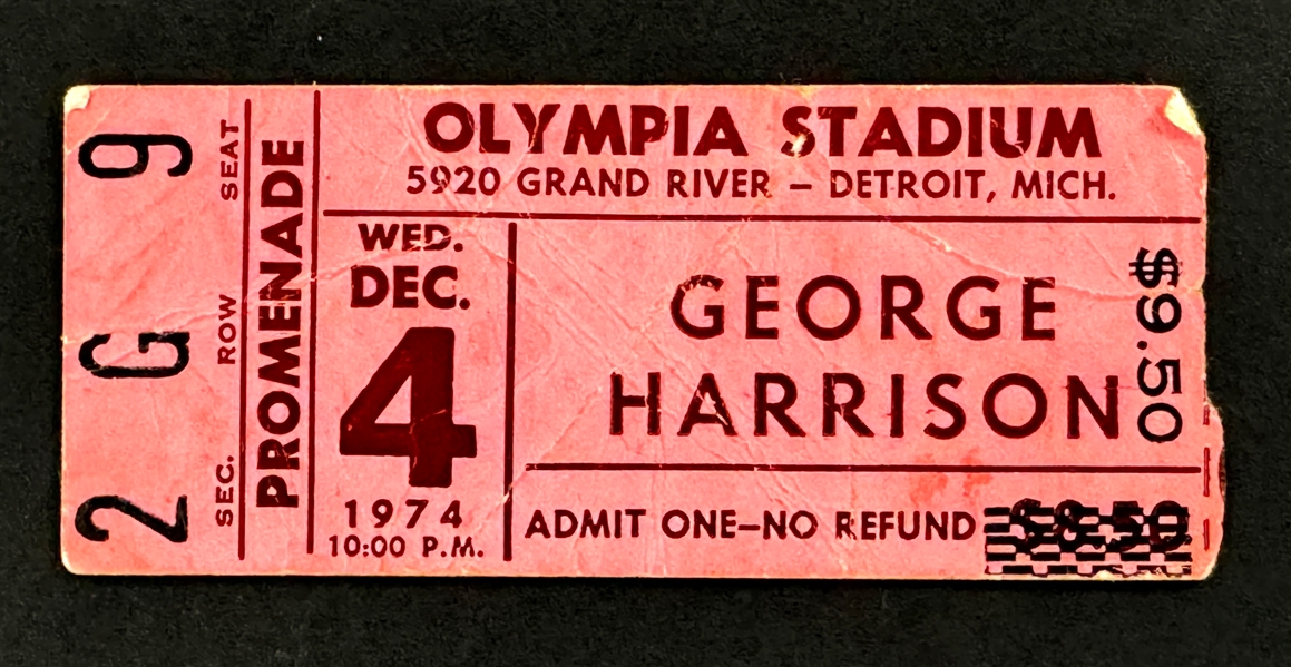 1974 George Harrison Ticket Stub for December 4, 1974, Concert at Detroits Olympia Stadium