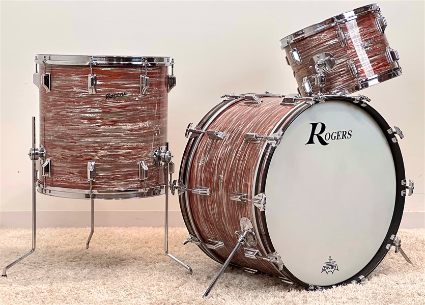 Rogers Pink Strata 9x13", 16x16", 14x22" Drum Set - Incredibly Rare Finish