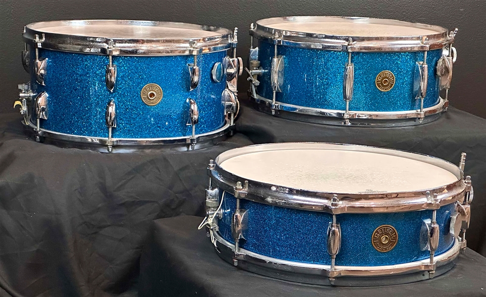 Gretsch 1950s Snare Drum Trio, 4x14", 5.5x14", 6.5x14" in BLUE Sparkle Finish