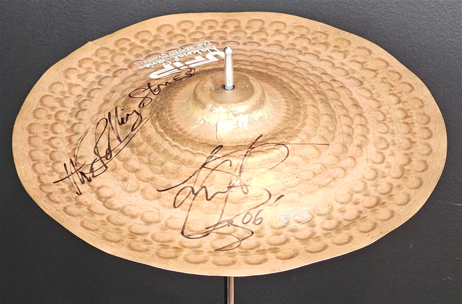 Charlie Watts Signed 18" UFIP Cymbal Used on 2006 Rolling Stones World Tour and Scorcese <em>Shine a Light</em> Documentary