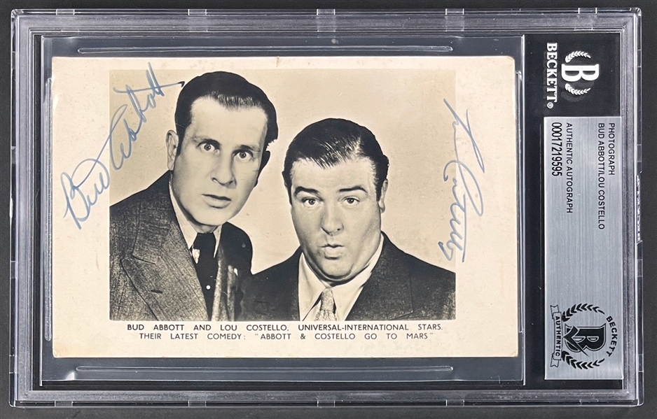 1953 Abbott and Costello Signed Promotional Photo (Encapsulated Beckett Authentic)