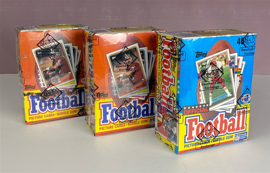 1988 & 1989 Topps Football Wax Boxes (3) - 36 Packs in Each (BBCE Encapsulated)