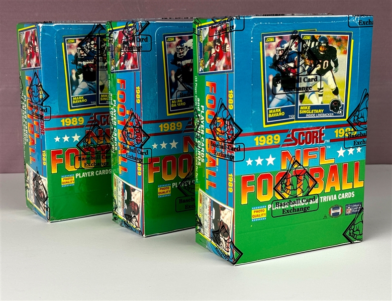 1989 Score Football Wax Boxes (3) - 36 Packs (BBCE Encapsulated)