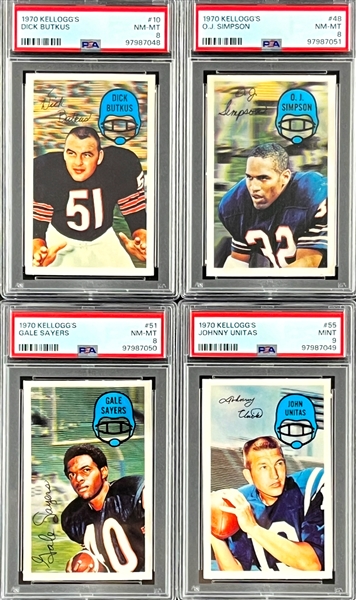 1970 Kelloggs Football Complete Set (60) Incl. Four PSA-Graded Cards