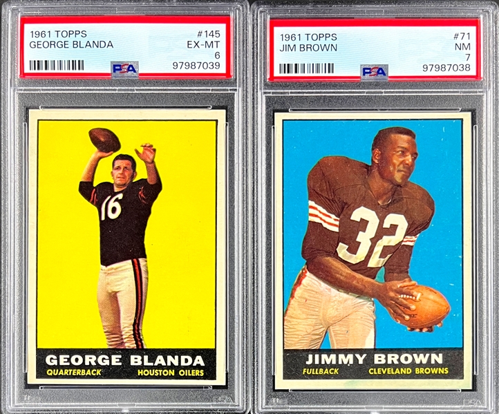 1961 Topps Football Complete Set (198) Inc. #71 Jim Brown PSA NM 7