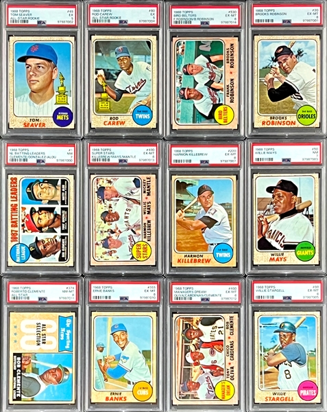 1968 Topps Baseball Near Set (597/598) Incl. 12 PSA-Graded Cards