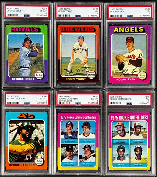 1975 Topps Baseball Complete Set (660) Incl. #228 Brett PSA EX-MT 6 and #223 Yount PSA NM 7