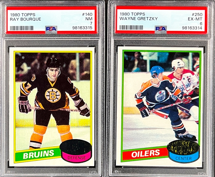 1980 Topps Hockey Complete Set (264) incl. #250 Gretzky and #140 Bourque PSA-Graded Cards