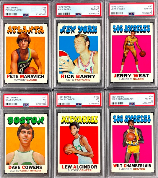 1971 Topps Basketball Complete Set (233) Incl. #70 Chamberlain PSA NM-MT 8