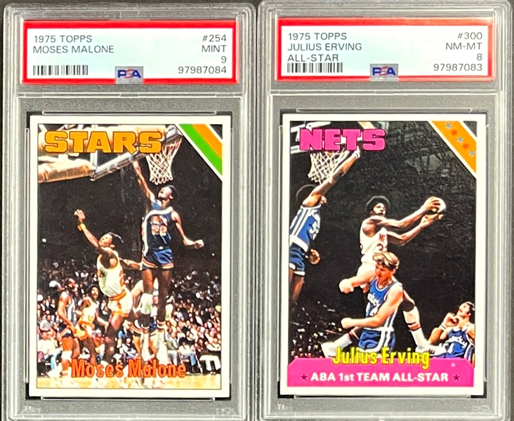 1975 Topps Basketball Complete Set (330) Incl. #254 Moses Malone Rookie Card PSA MINT 9