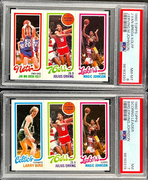 1980 Topps Basketball Complete Set (176) Incl. Scoring Leader Bird/Erving/Johnson PSA NM 7