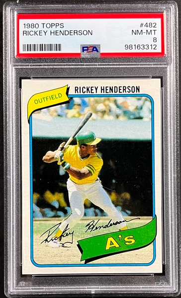 1980 and 1982 Topps Baseball Complete Sets (2) Incl. #482 Rickey Henderson Rookie PSA NM-MT 8